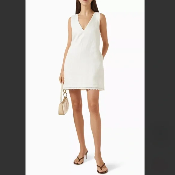 NWT Posse Effi Mini Dress 100% Linen White Size S